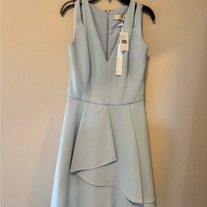 Adelyn Rae Pale Blue V-Neck Midi Dress
